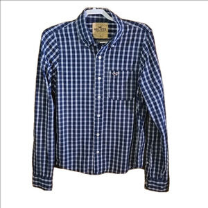 Hollister California 1922 Blue & White Plaid Long Sleeve Button Down Shirt Men L